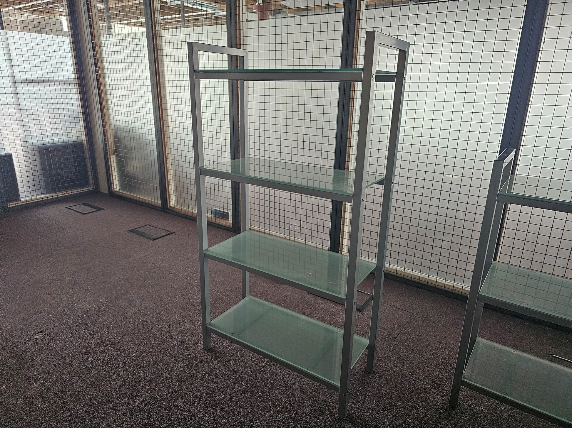 Blue hue glass four shelf bookshelves