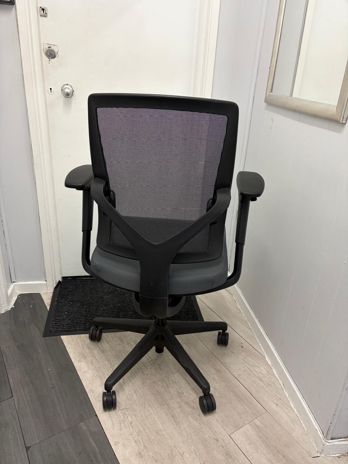 Used Allsteel Black and Dark Grey Mesh Back Fabric Office Chair