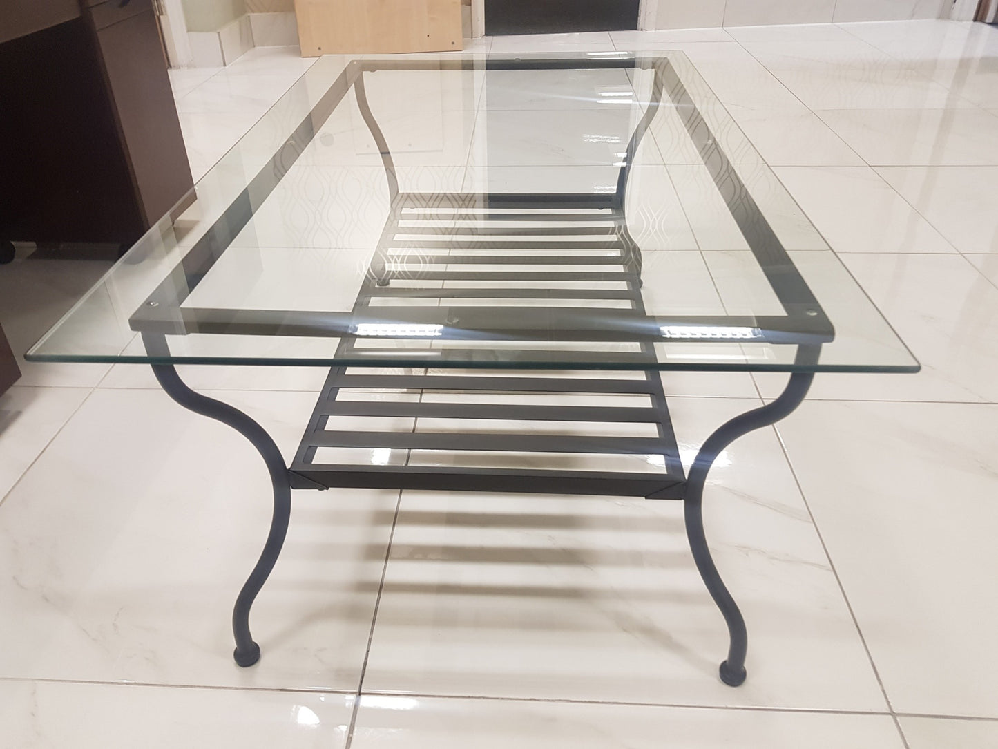 Black Glass contrast coffee small low table reception guest table 110cm x 80cm H:50cm