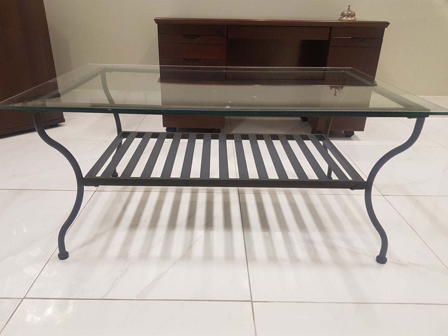 Black Glass contrast coffee small low table reception guest table 110cm x 80cm H:50cm