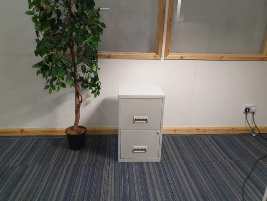 Tall green plant 2 drawer filing cabinet