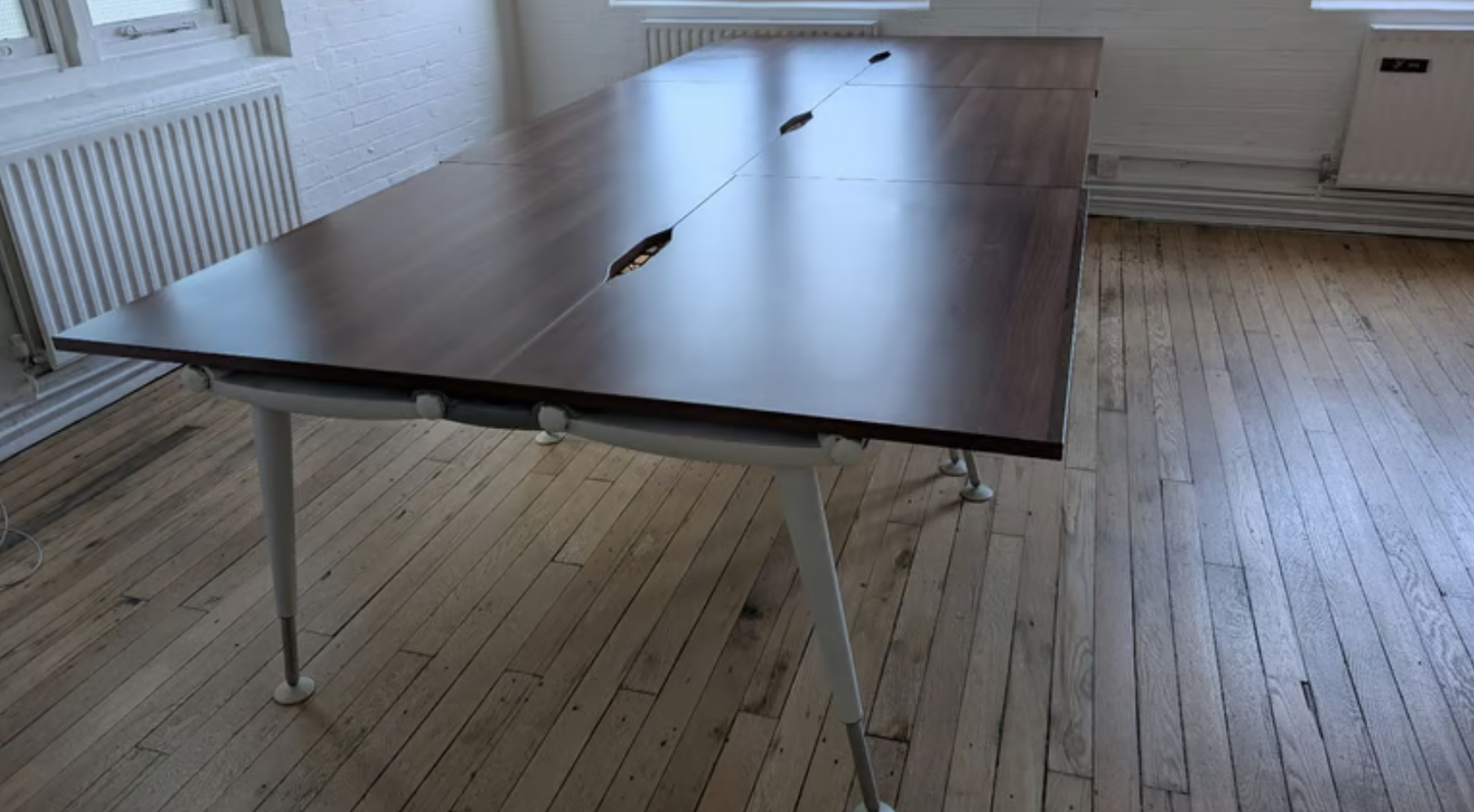 Walnut 2 person pod bench hot desks 120cm x 160cm x 73cm