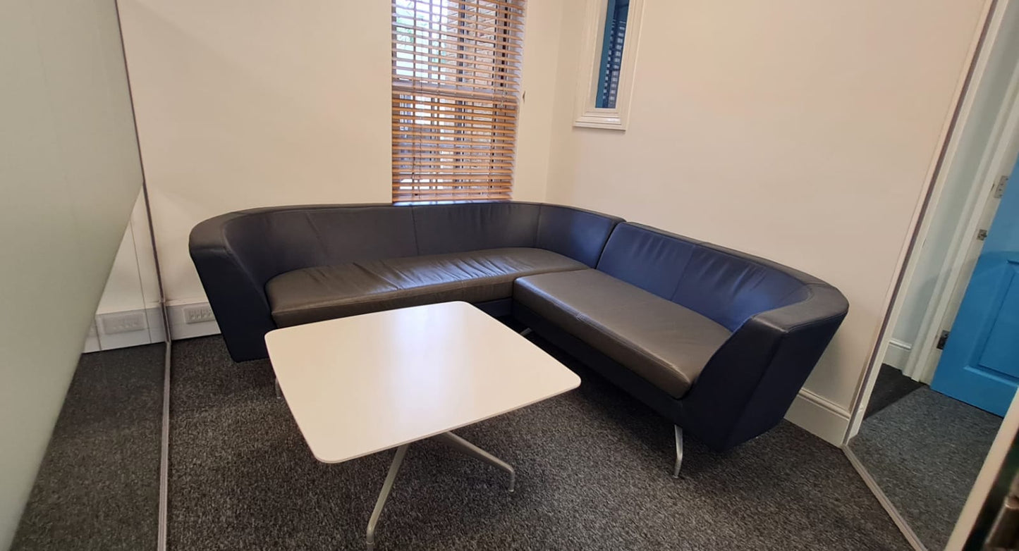 Orangebox low white Square coffee table with chrome base 80cm x 80cm H:46cm