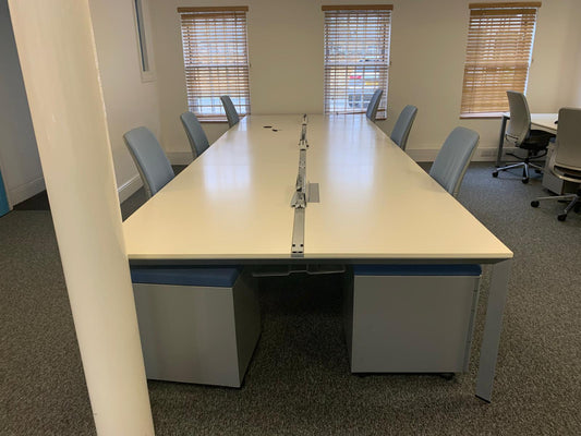 Used Six Person Pod Bench Desking System -  1600mm Tabletop - 480cm x 160cm