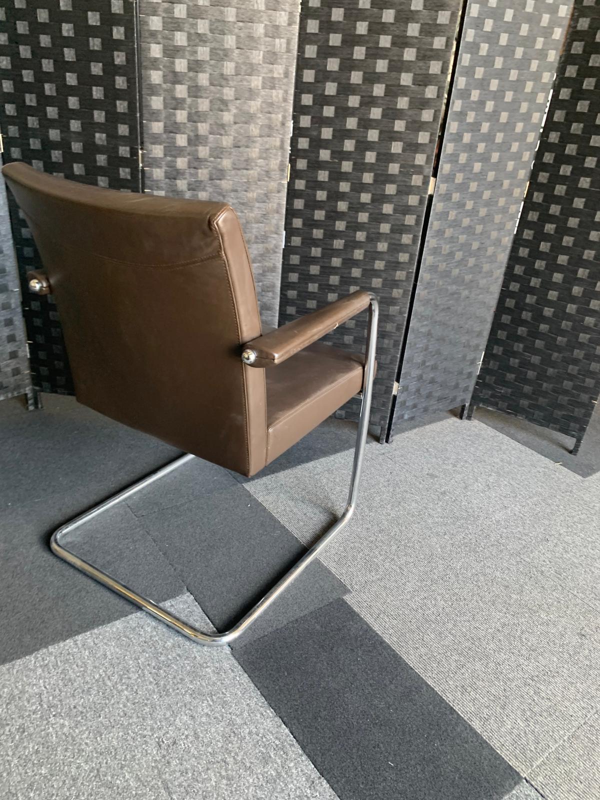 £120 each Quality Brown Leather Office Meeting Chair by Brunner | Conference and Boardroom Chairs