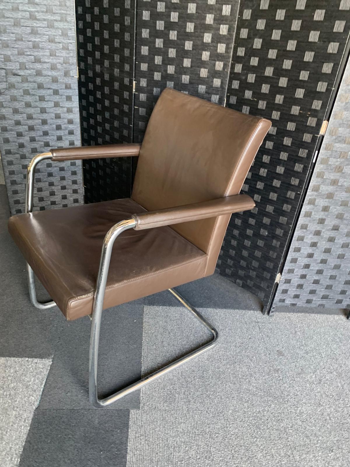 £120 each Quality Brown Leather Office Meeting Chair by Brunner | Conference and Boardroom Chairs