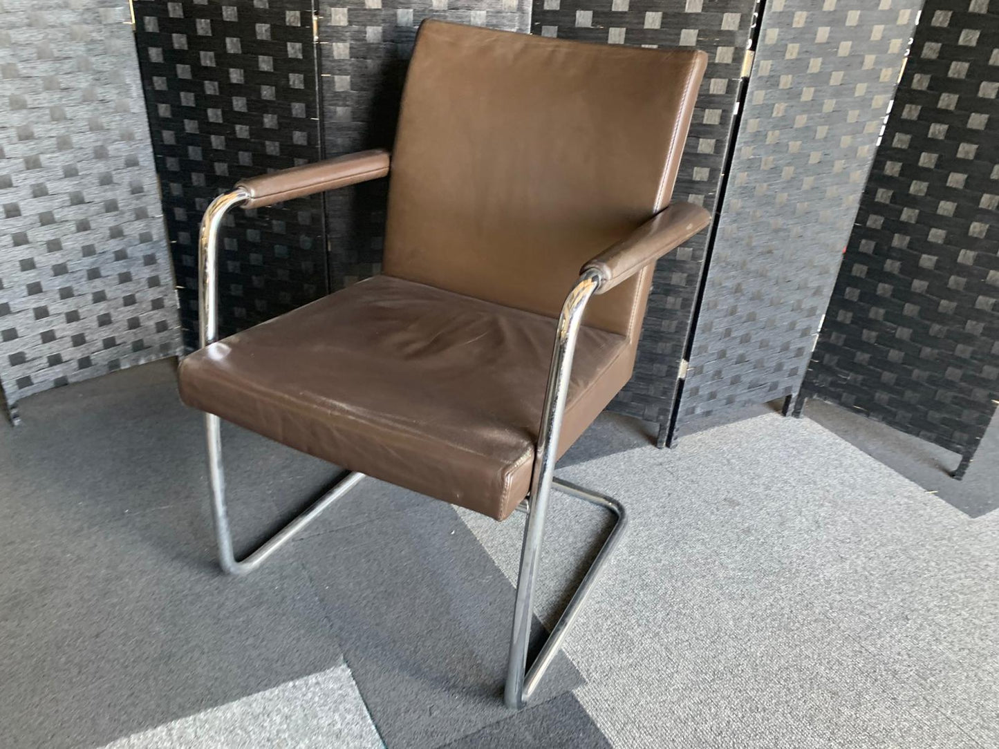 £120 each Quality Brown Leather Office Meeting Chair by Brunner | Conference and Boardroom Chairs