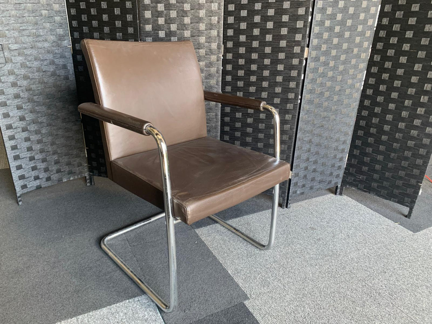 £120 each Quality Brown Leather Office Meeting Chair by Brunner | Conference and Boardroom Chairs
