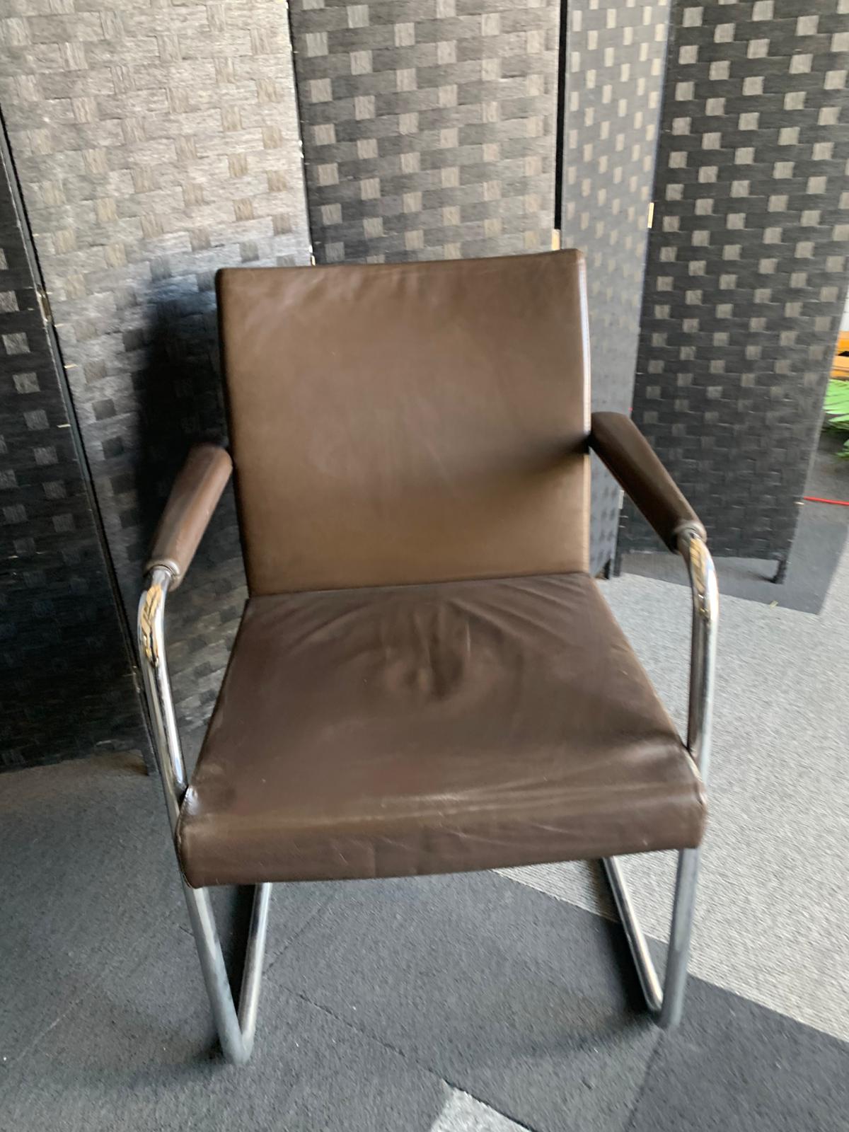 £120 each Quality Brown Leather Office Meeting Chair by Brunner | Conference and Boardroom Chairs