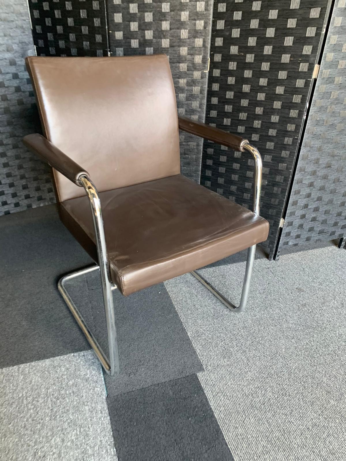 £120 each Quality Brown Leather Office Meeting Chair by Brunner | Conference and Boardroom Chairs