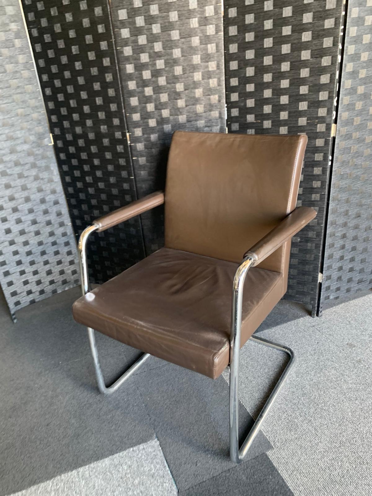 £120 each Quality Brown Leather Office Meeting Chair by Brunner | Conference and Boardroom Chairs