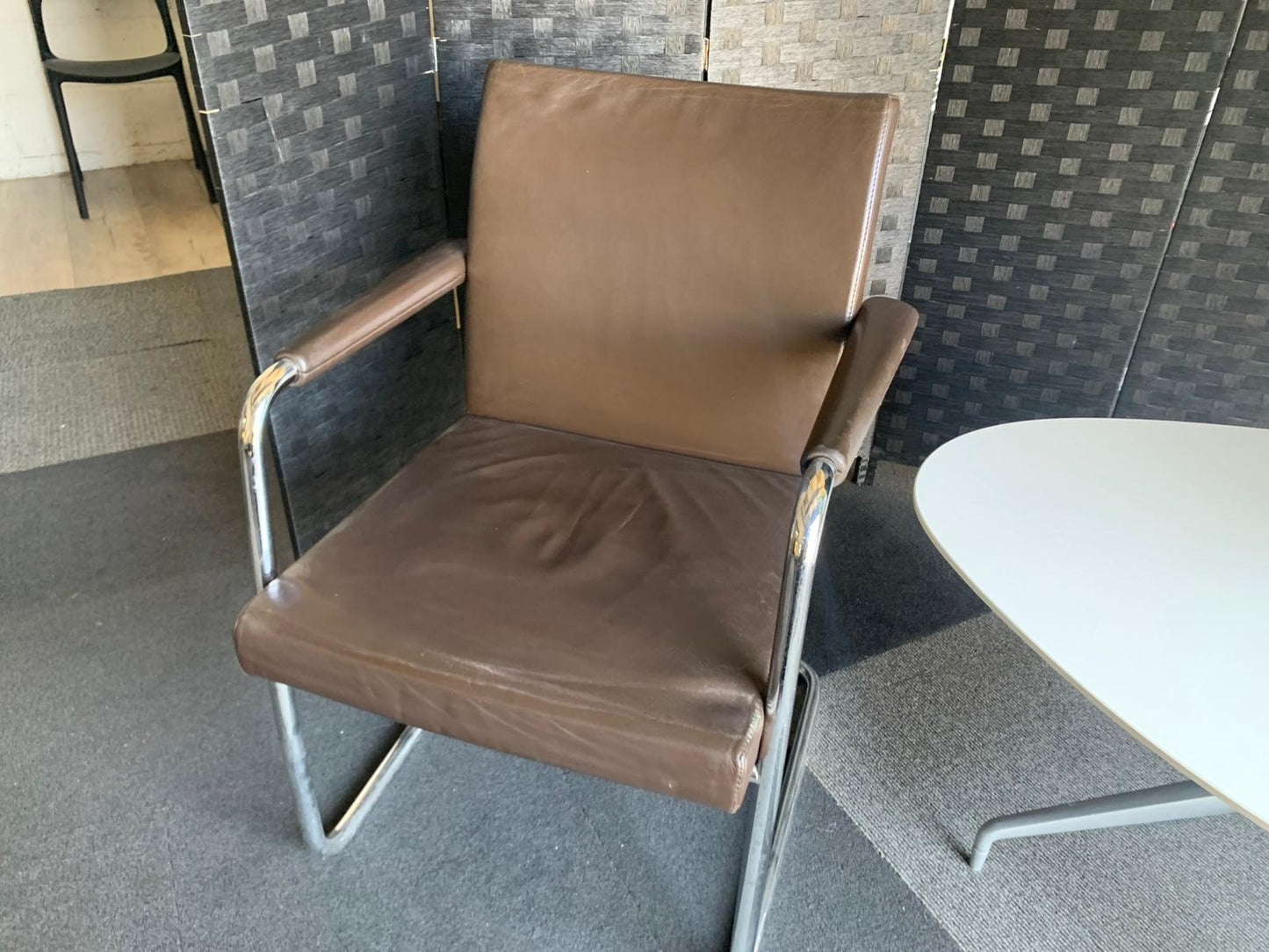 £120 each Quality Brown Leather Office Meeting Chair by Brunner | Conference and Boardroom Chairs