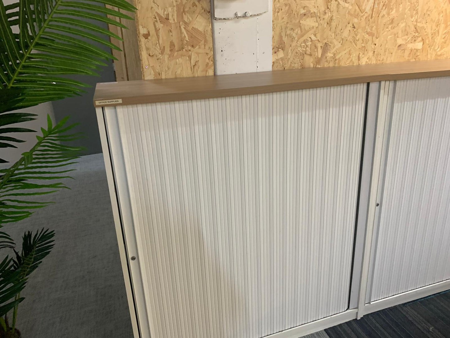 White office cabinet, storage unit, rolling door sliding door cupboard 110cm x 53cm H:123cm