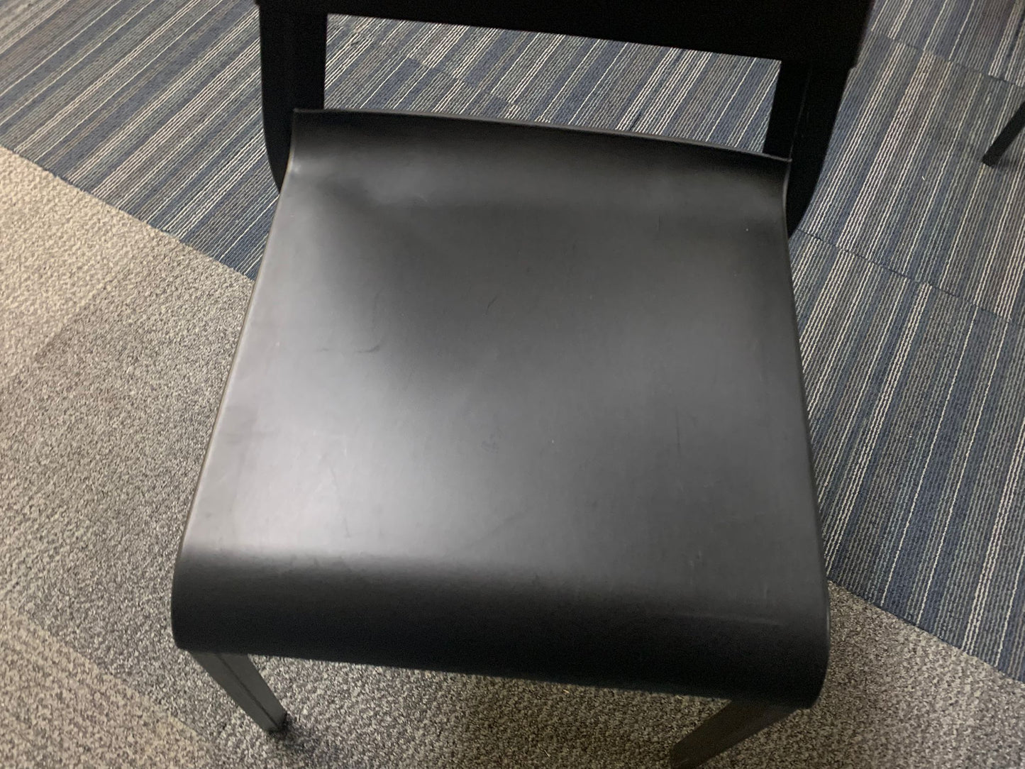 Preowned Chair Black Plastic Back Adult Dining Meeting Training Stacking
