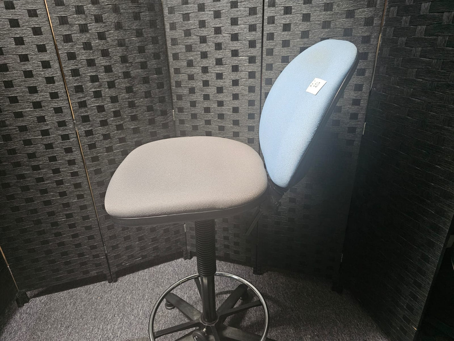 High Ergonomic Operators Drafting Chair without Arms in Grey and Blue