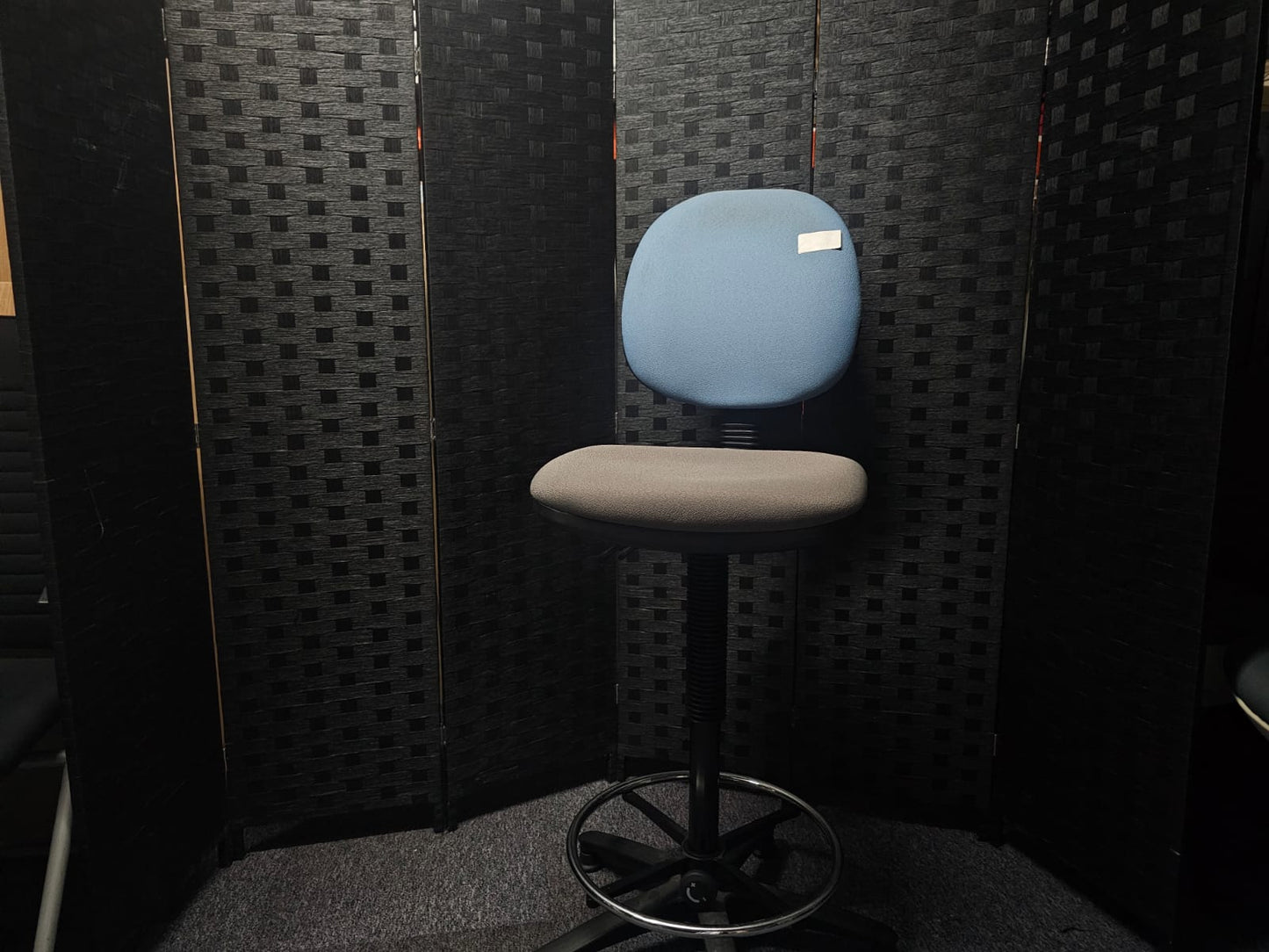 High Ergonomic Operators Drafting Chair without Arms in Grey and Blue