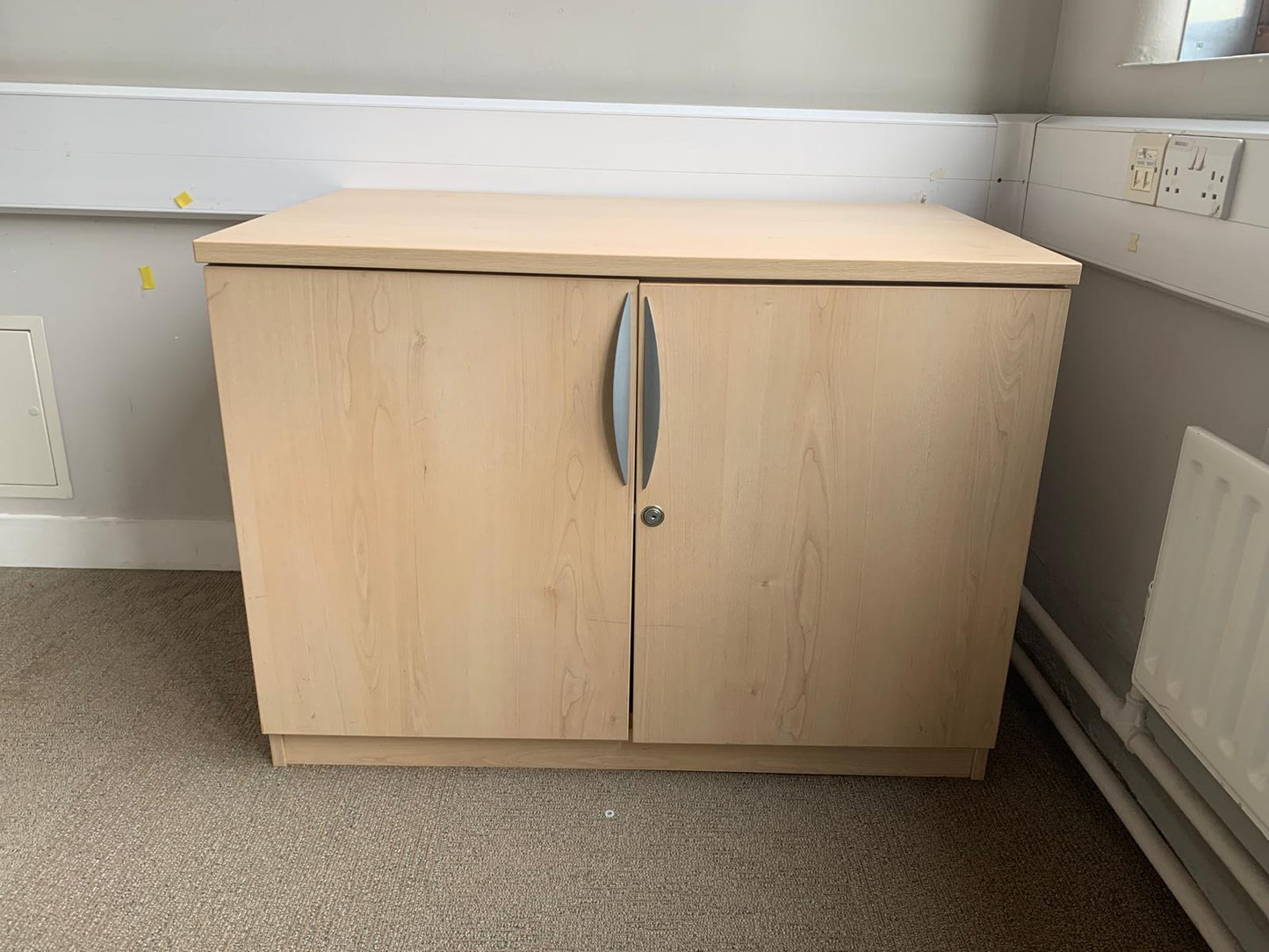Maple Desk High Double door Cupboard 1 shelf 1000w x 600d x 730h