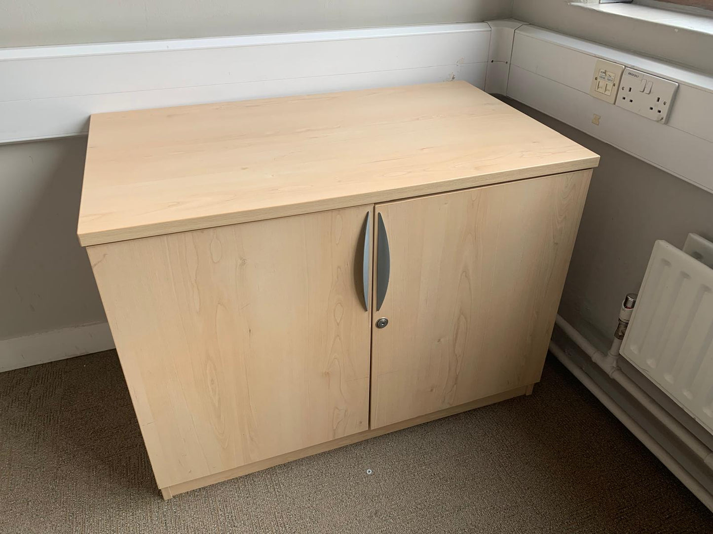 Maple Desk High Double door Cupboard 1 shelf 1000w x 600d x 730h