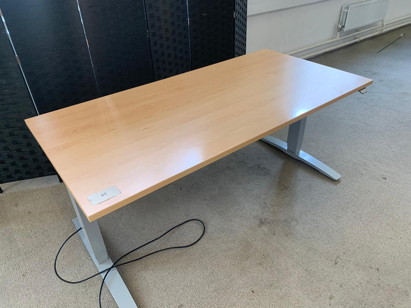 Used electric height adjustable sit stand desk 160cm x 80cm Beech finish
