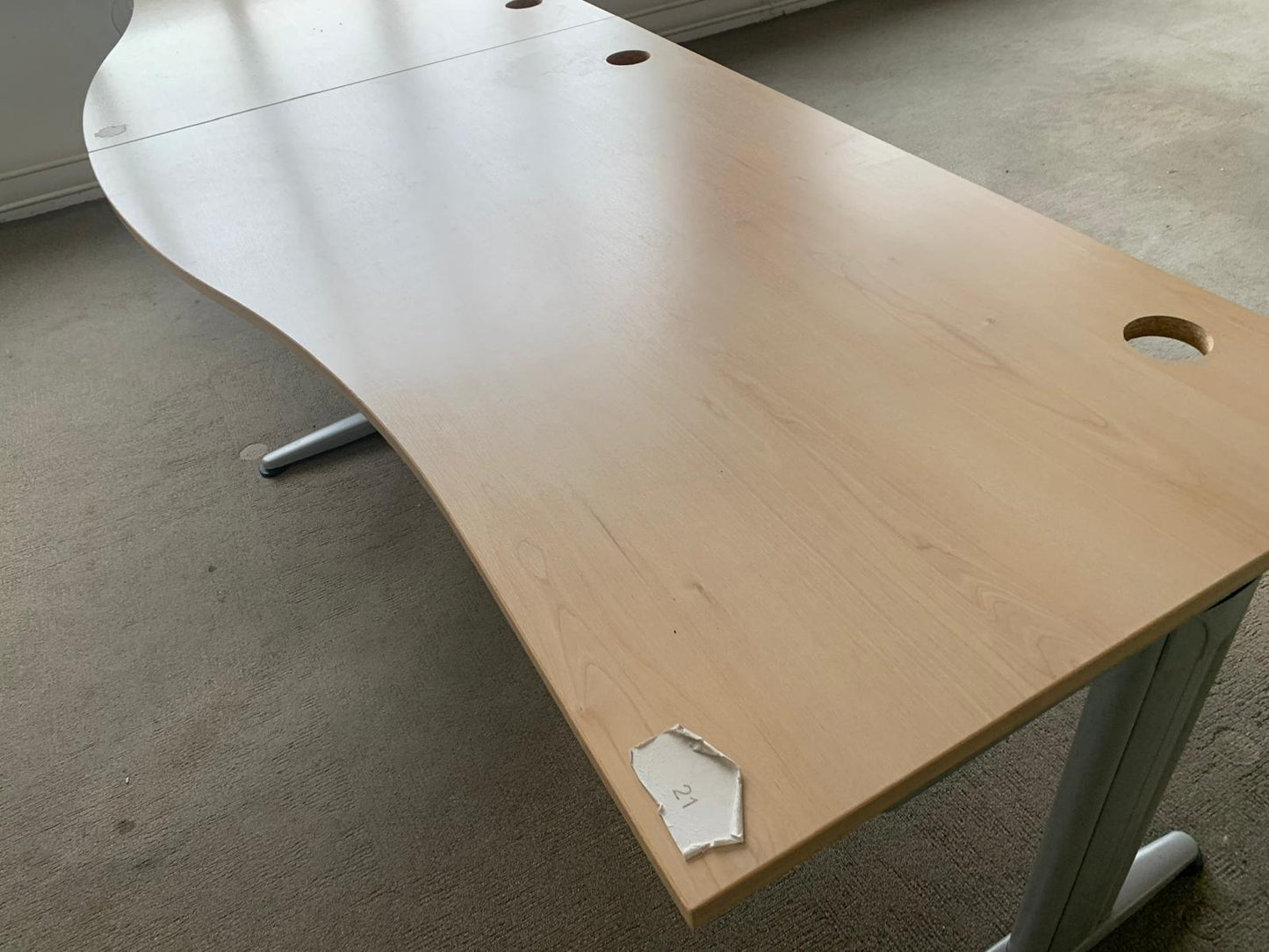 2 Seater Office Wave Desk Pod, Computer Workstation Desk 320cm x 100cm in Maple finish