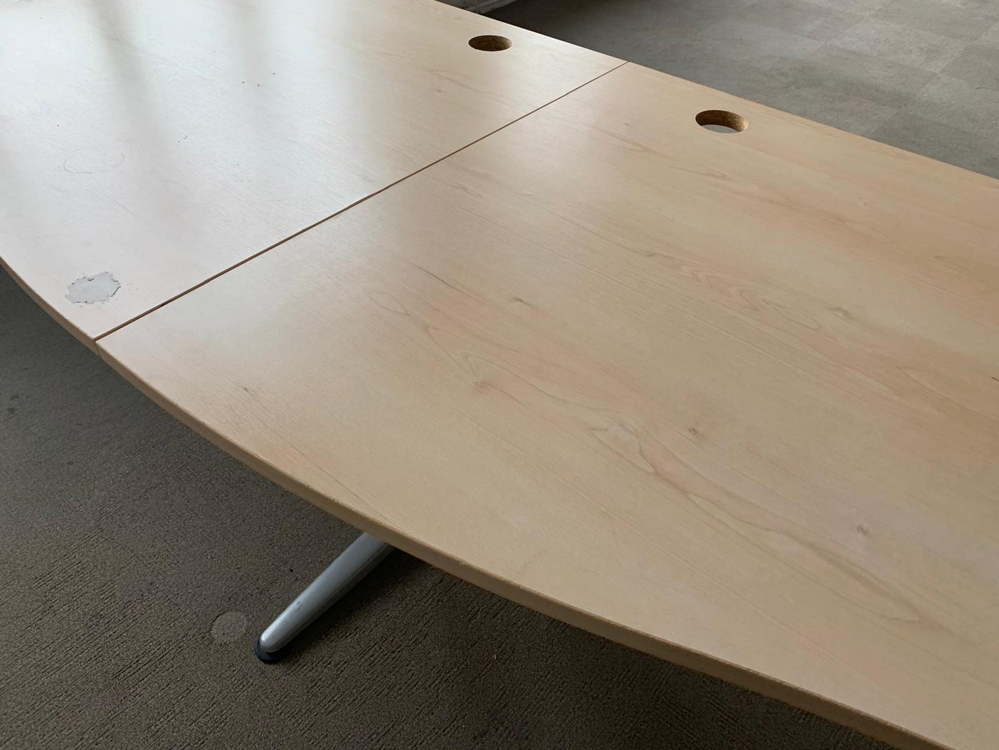 2 Seater Office Wave Desk Pod, Computer Workstation Desk 320cm x 100cm in Maple finish
