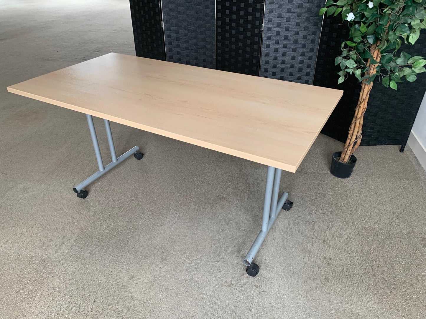 Beech Finish Folding Office Table - Computer Workstation Table, 150cm x 75cm