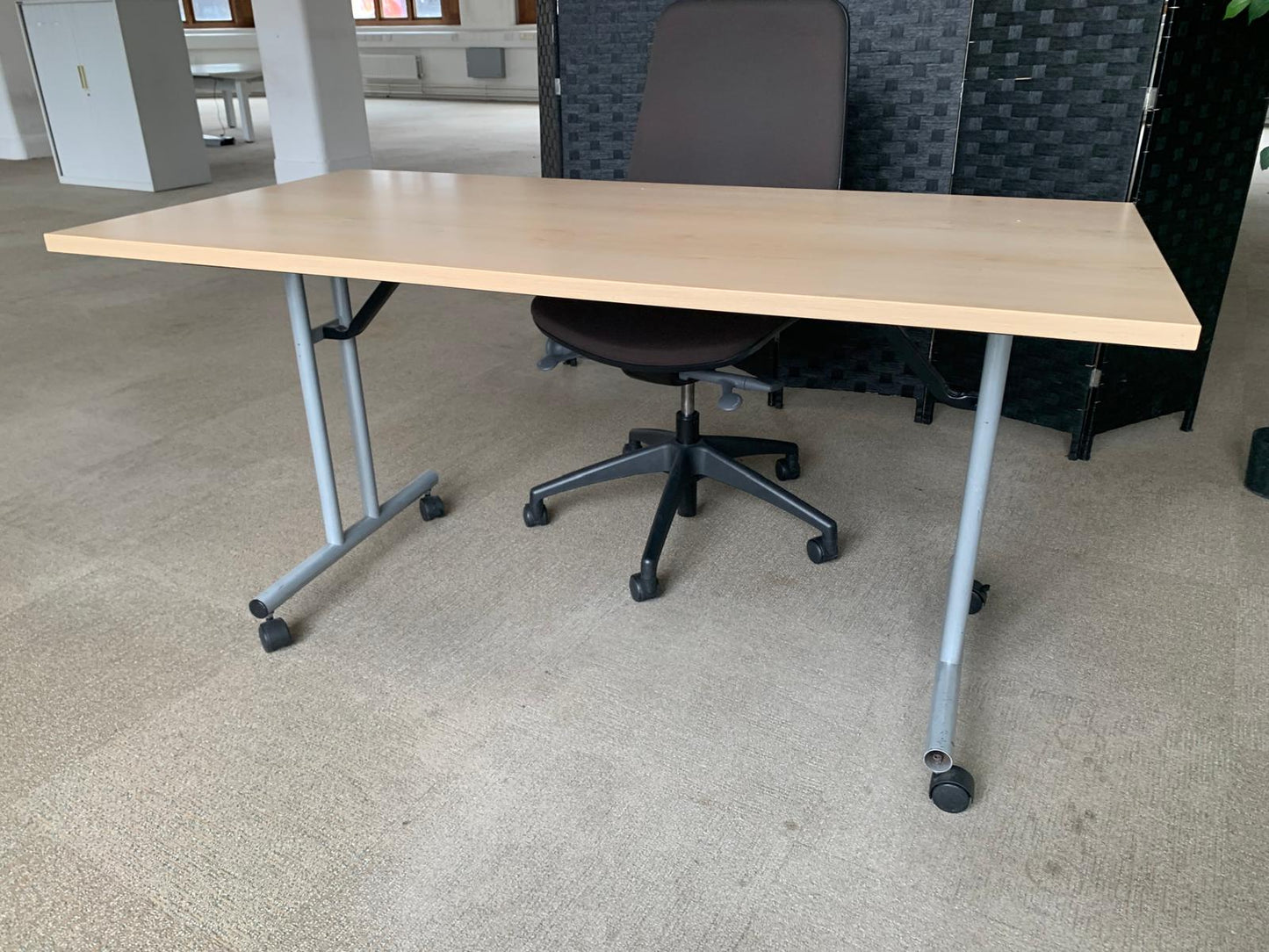 Beech Finish Folding Office Table - Computer Workstation Table, 150cm x 75cm