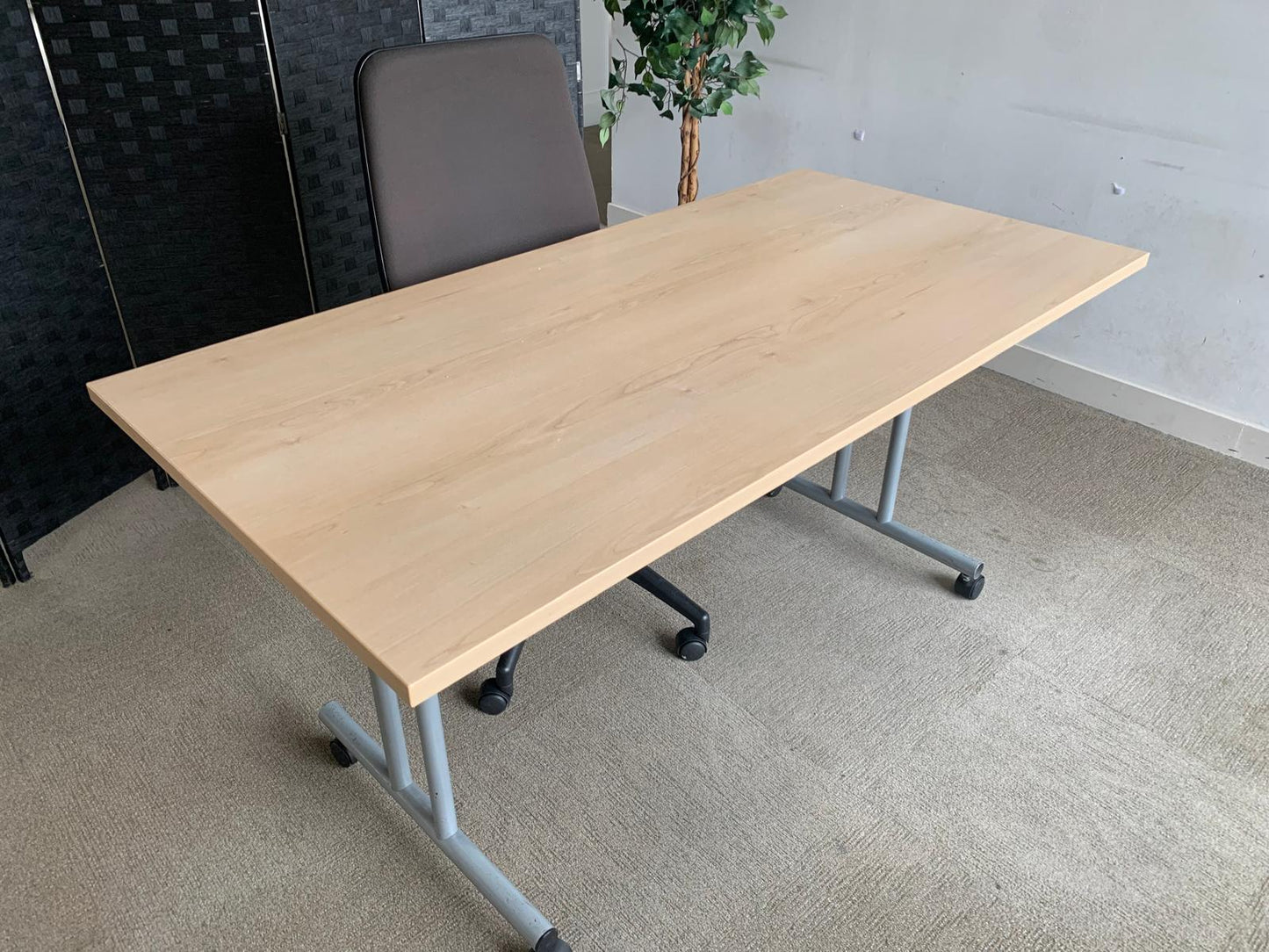 Beech Finish Folding Office Table - Computer Workstation Table, 150cm x 75cm