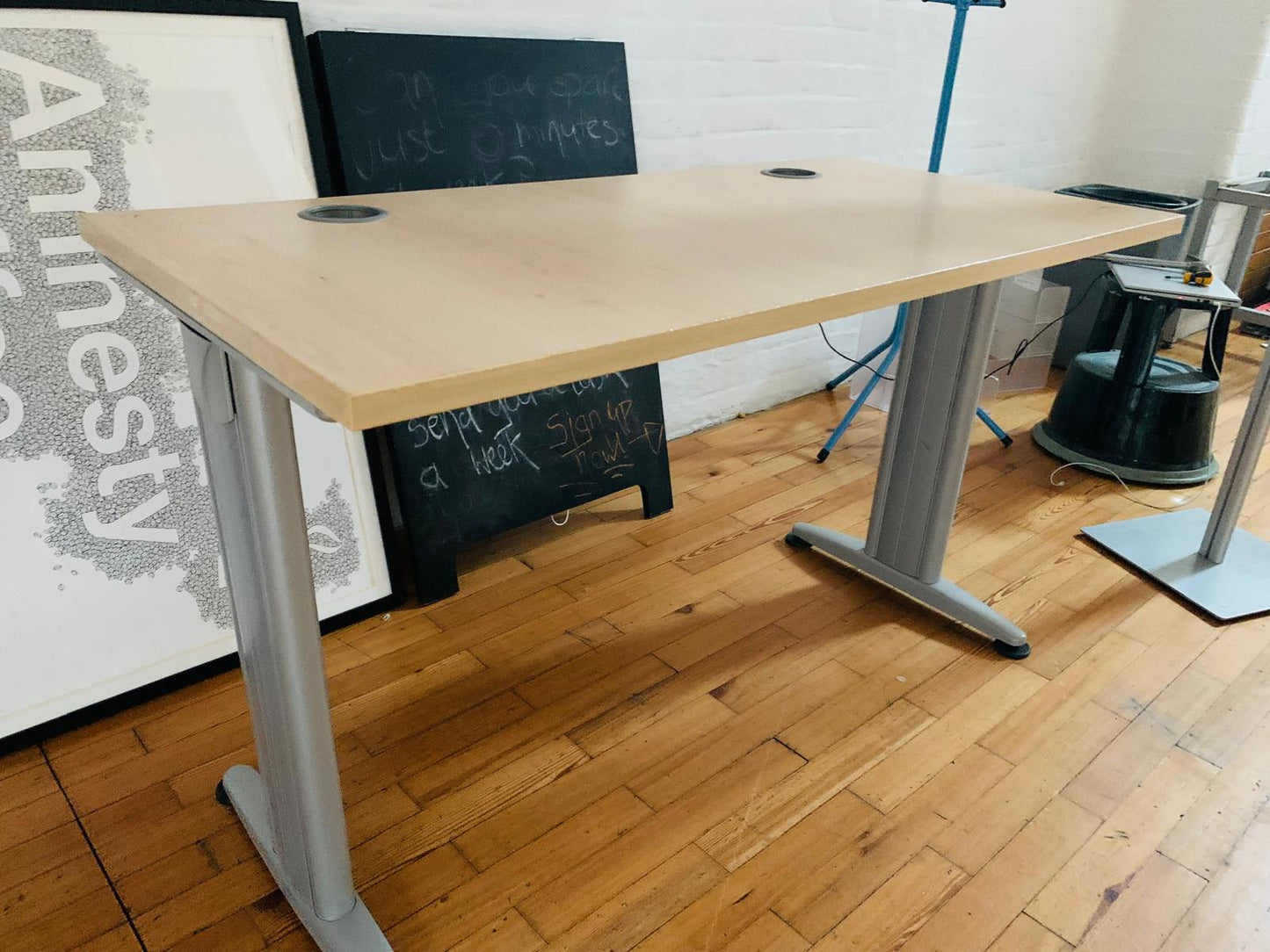 Brown Small Office Desk, Small Computer Workstation 1200mm table with cable ports