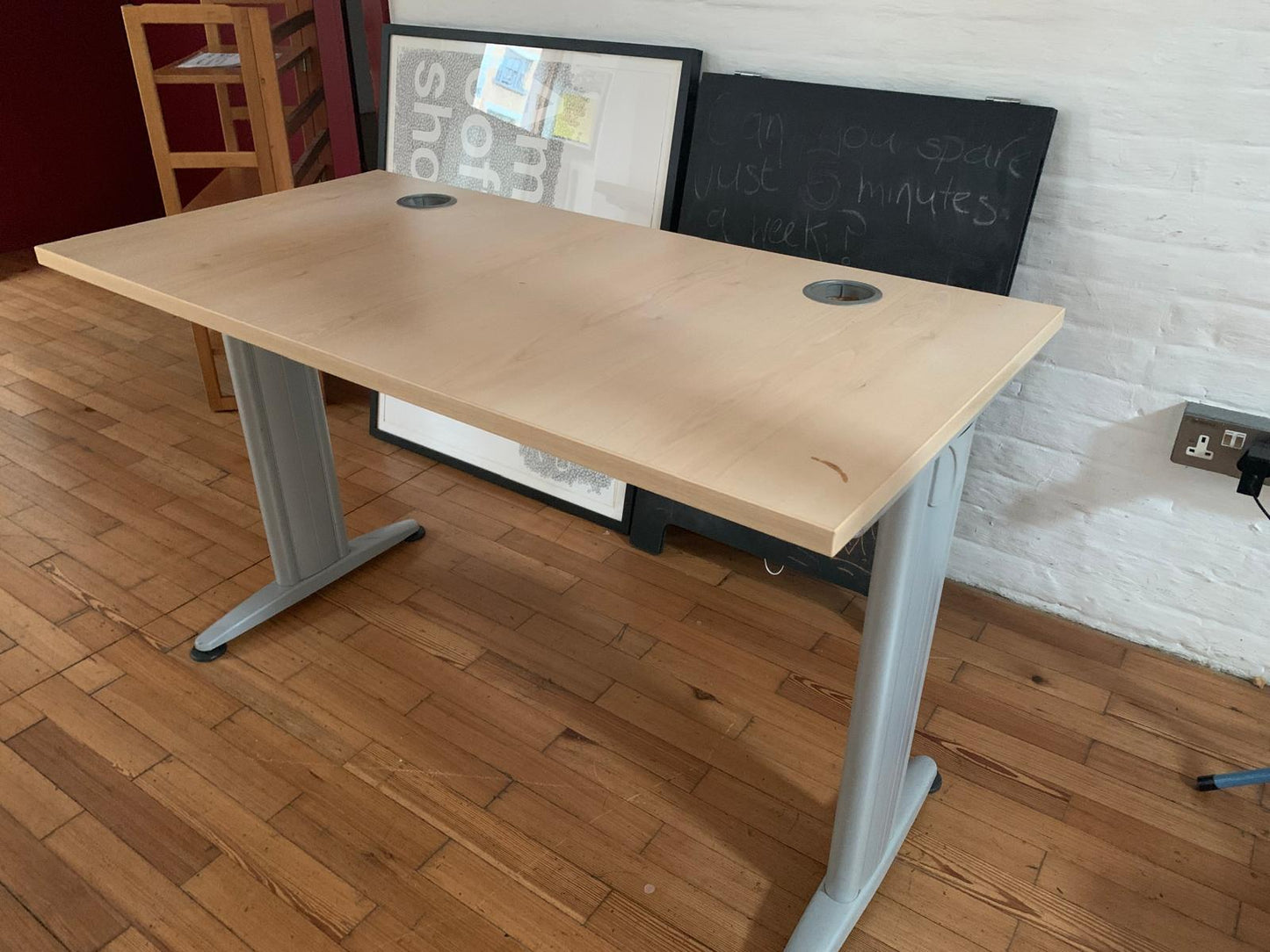 Brown Small Office Desk, Small Computer Workstation 1200mm table with cable ports