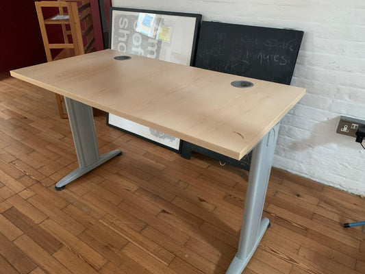 Brown Small Office Desk, Small Computer Workstation 1200mm table with cable ports