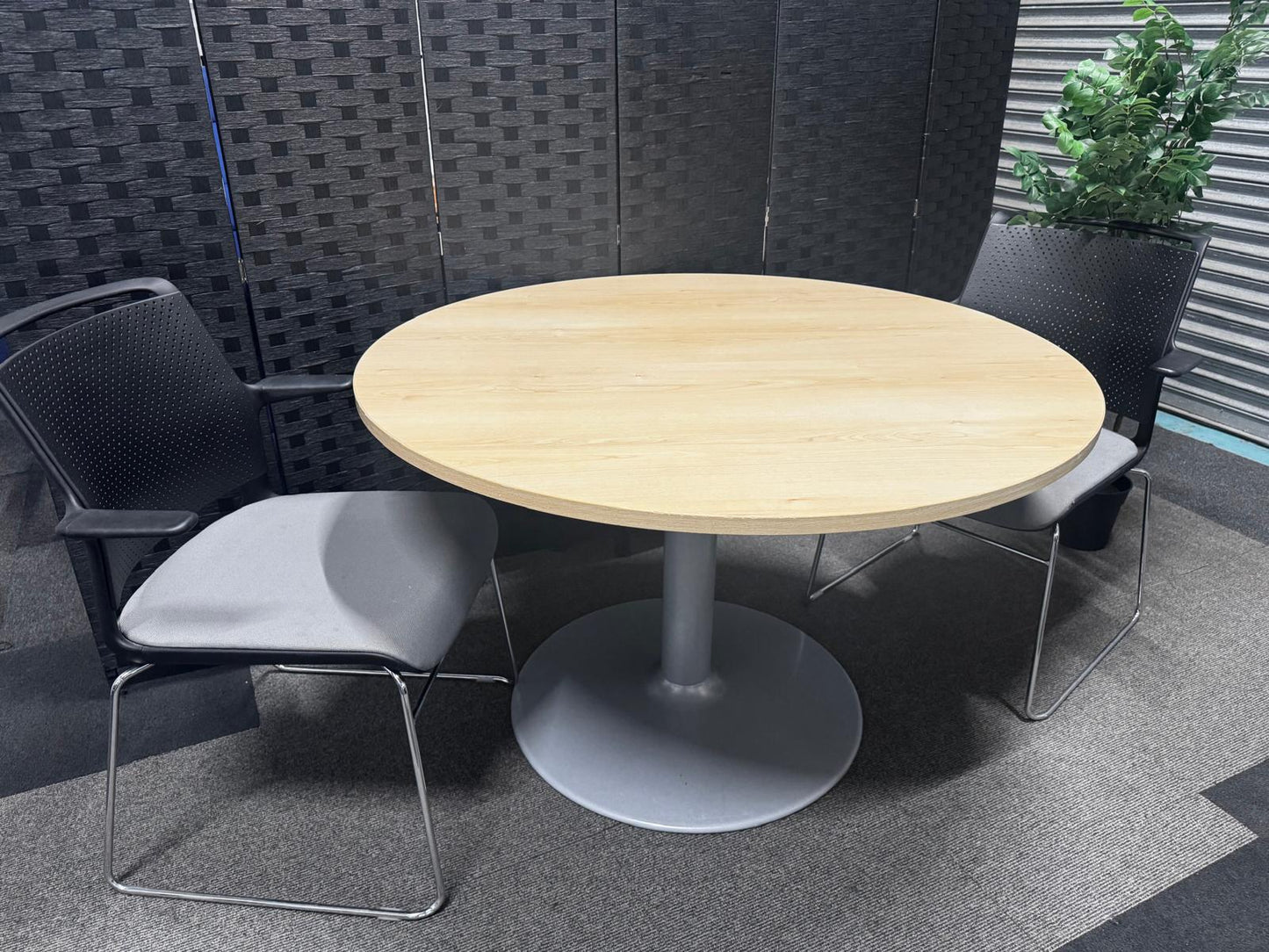 Preowned Round Office Meeting Table in Beech - 1200mm Diameter