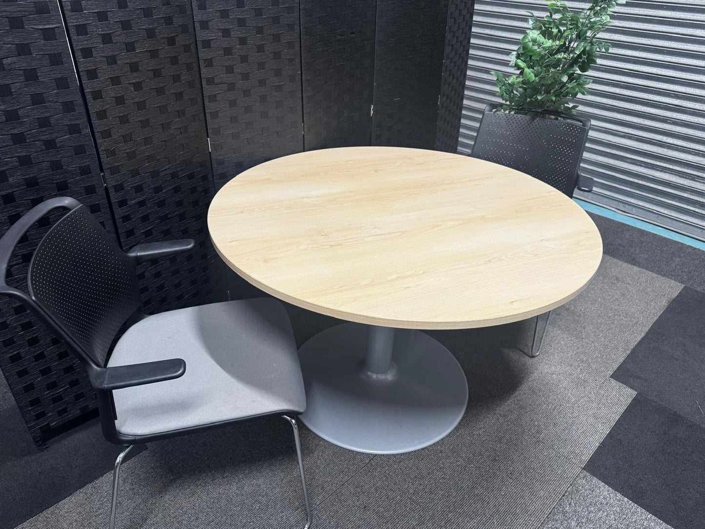 Preowned Round Office Meeting Table in Beech - 1200mm Diameter