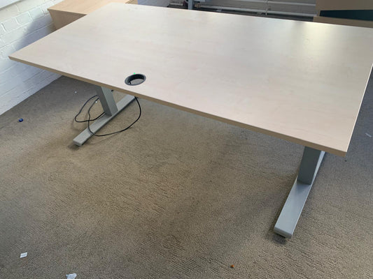 Used desk sit stand height adjustable cable port 160cm x 80cm office