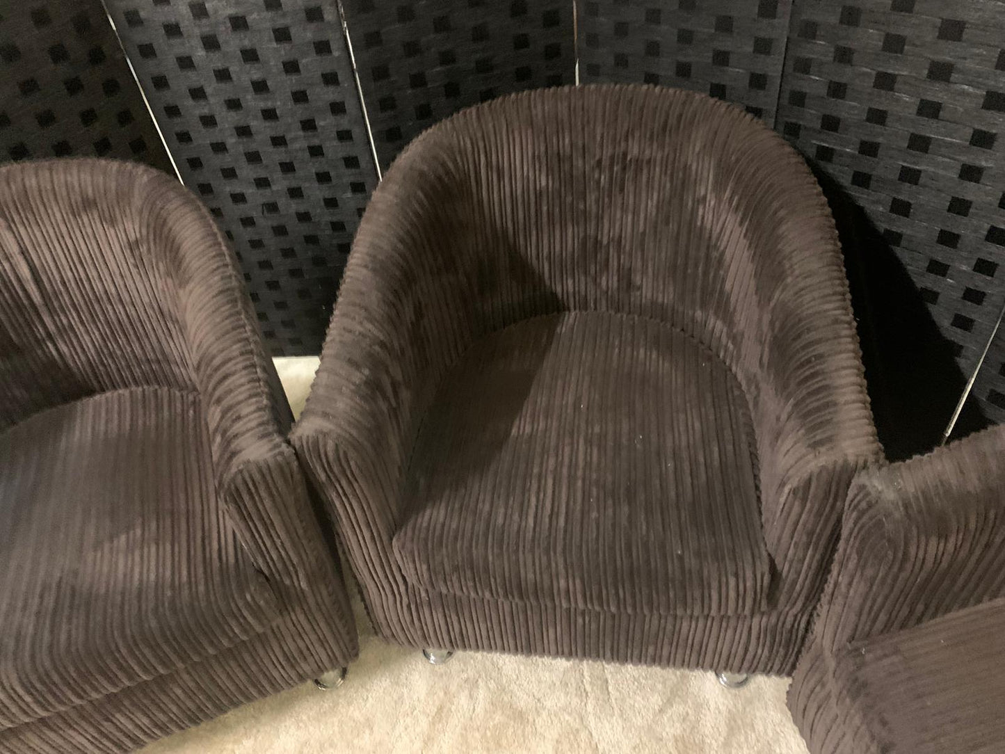 Used Dark Brown Corduroy tub chairs