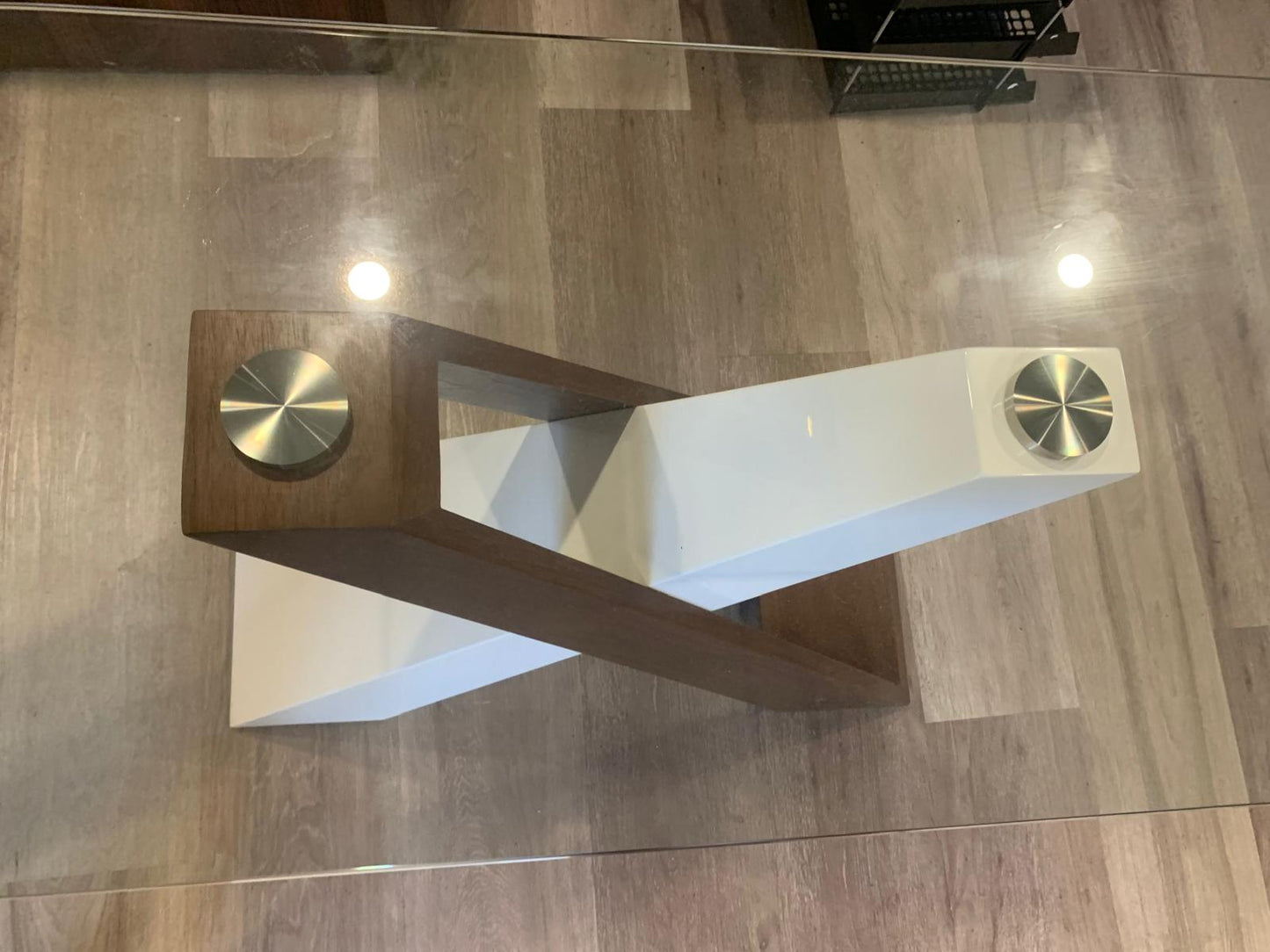 Used Console Table Cross- legged Glass Slimline H 76cm x W 120cm x D 46cm