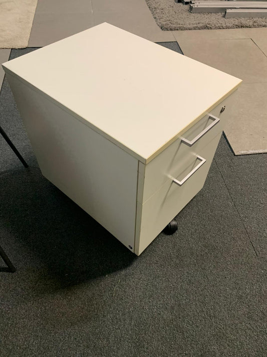 Used pedestal office drawer mobile 2 drawer white lockable H 55cm x D 60cm x W 42cm