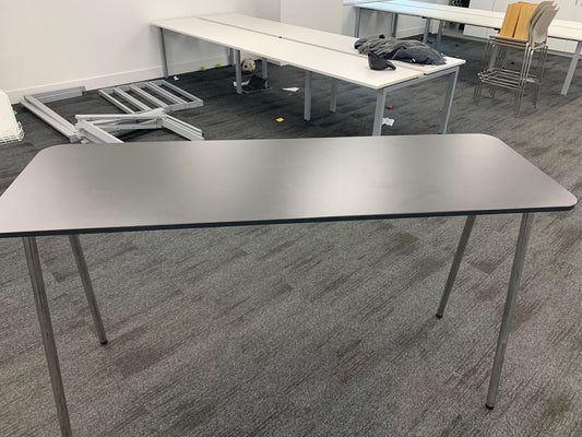 Used high table chrome folding leg rectangle Grey H 104cm W 60cm D 180cm