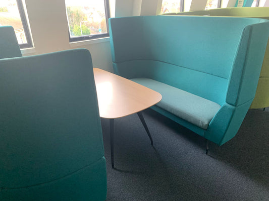 Used Orangebox Cwtch Sofa Booth Collaborative Privacy 6 Seater including table Blue