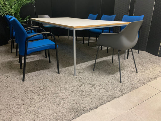 Used Extra large white conference boardroom meeting rectangular table desk 240cm x 130cm