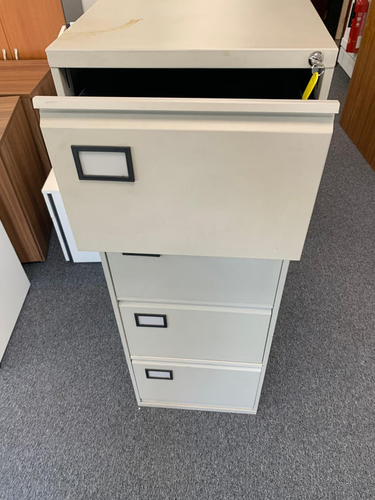 Used filing cabinet grey 4 drawer lockable metal