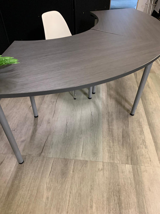 Used Metroplan conference table folding textured grey brown top 136cm x 68cm