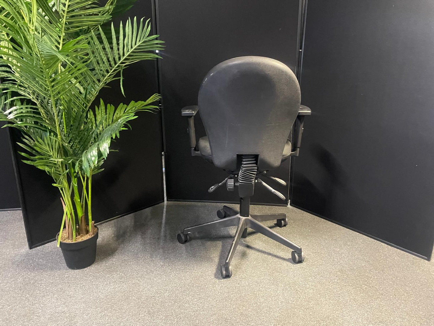 Used task Chair with Arms in Original Black Fabric