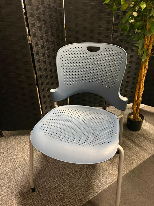 Used Herman Miller Caper blue stacking meeting office desk conference boardroom chair arm less