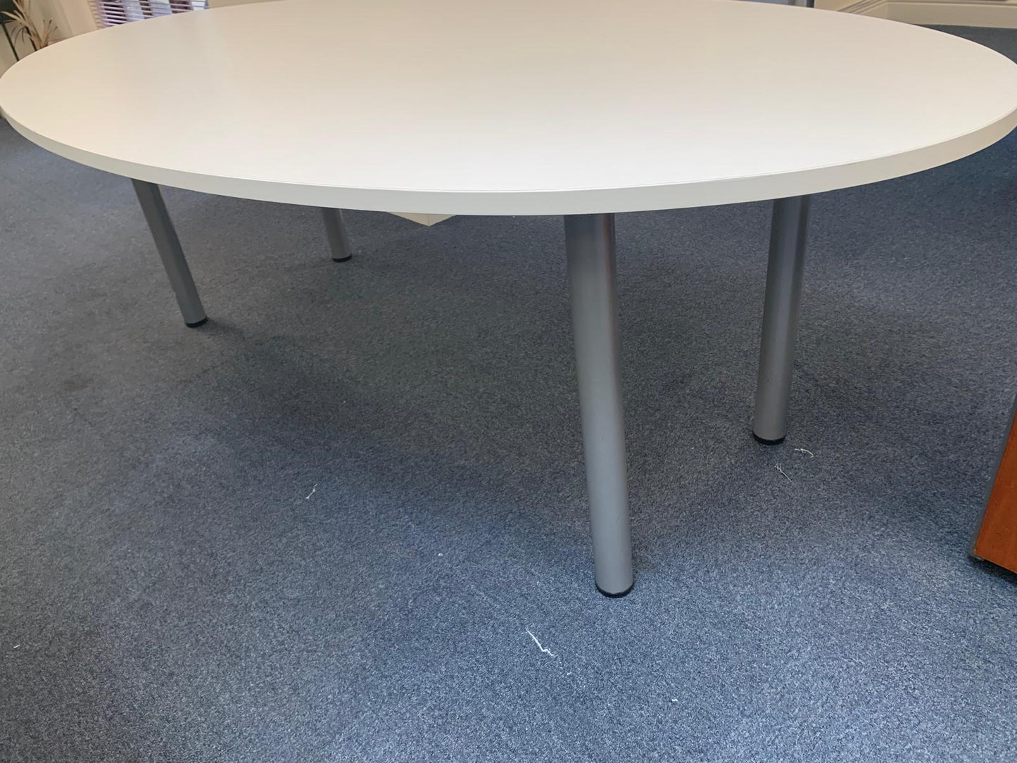 Pre-owned Boardroom table Meeting Conference white top grey stick legs 220cm x 120cm