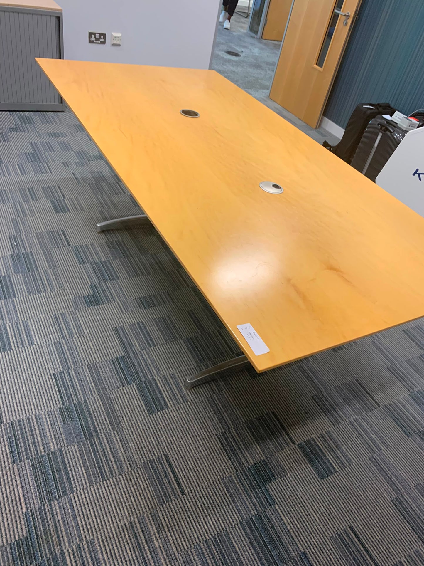 Used Boardroom Table Rectangular wood finish Office elegant metal leg table w 200cm d 100cm h 73cm