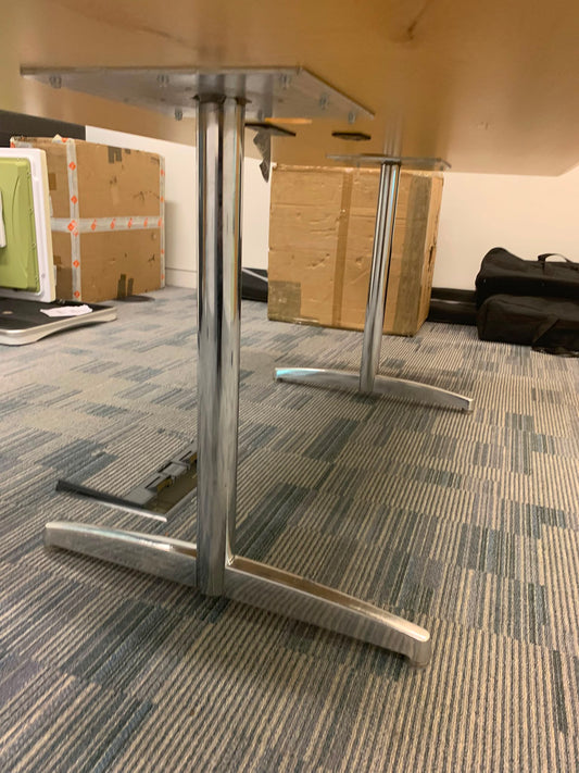 Used Boardroom Table Rectangular wood finish Office elegant metal leg table w 200cm d 100cm h 73cm