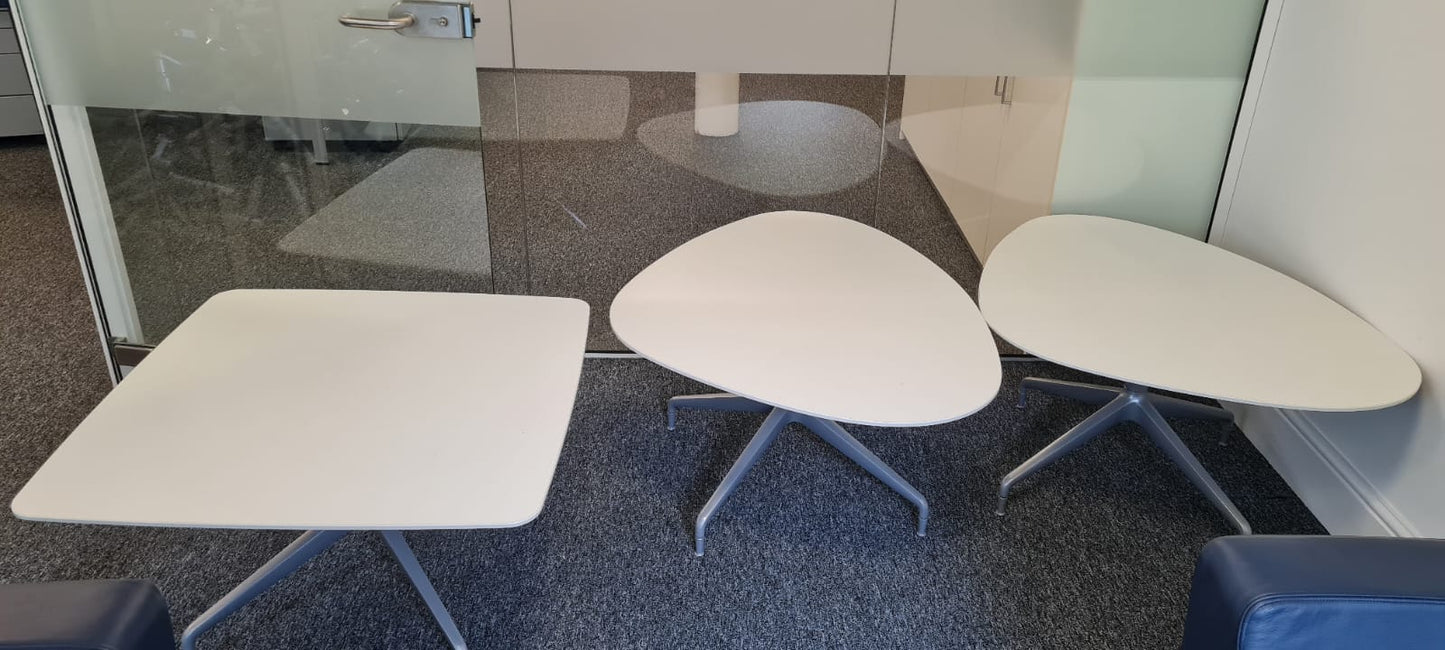Orangebox low white coffee table with chrome base