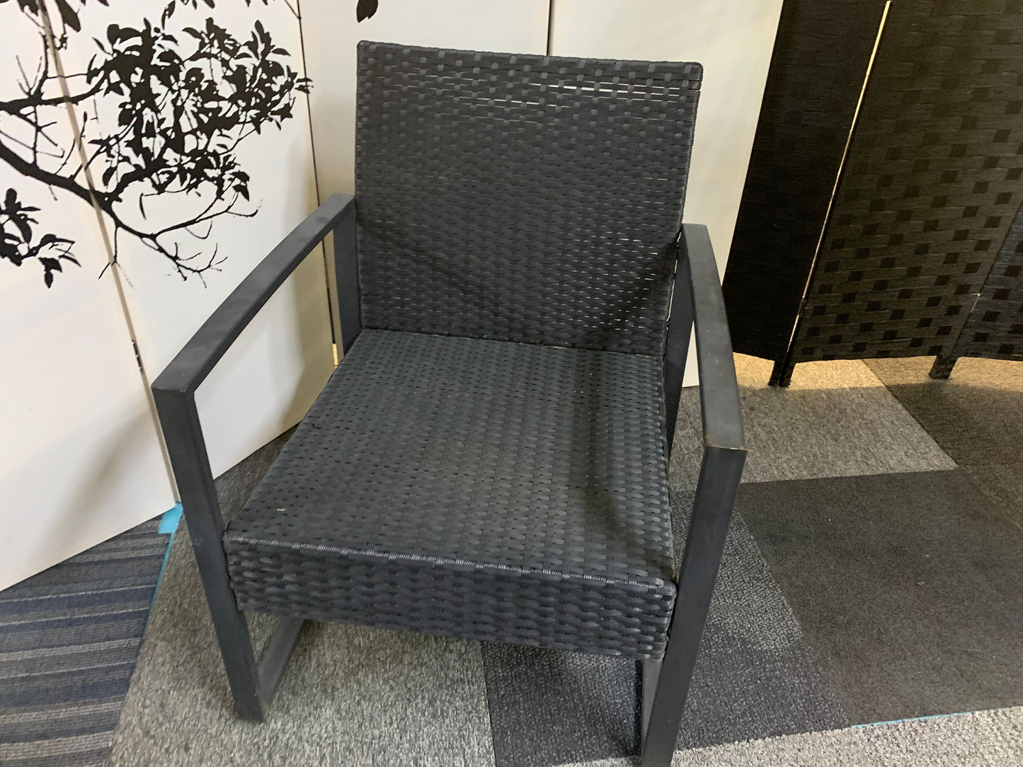 Grey Rattan Patio Two Chair Set