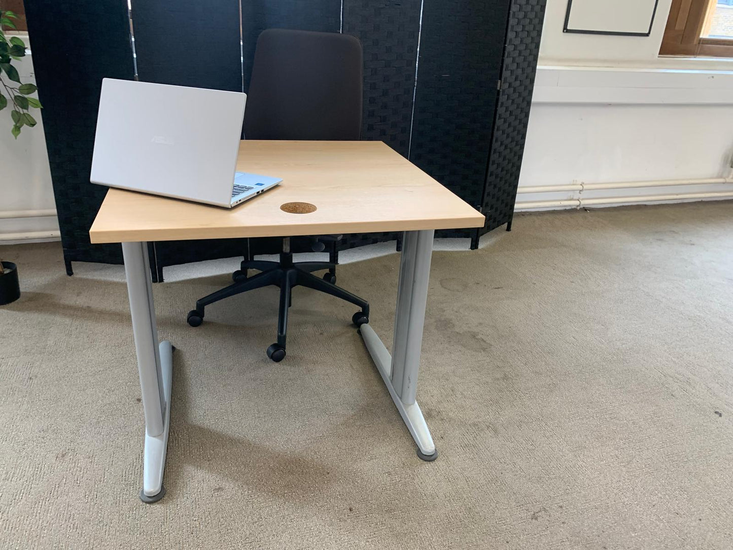 Brown Small Office Table Desk, 80cm x 80cm